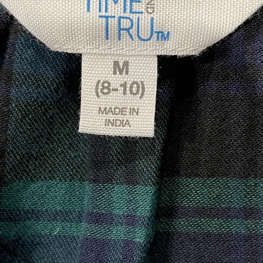 Time and Tru Teal Plaid Long Sleeve Dress with pockets - Picture 7 of 9